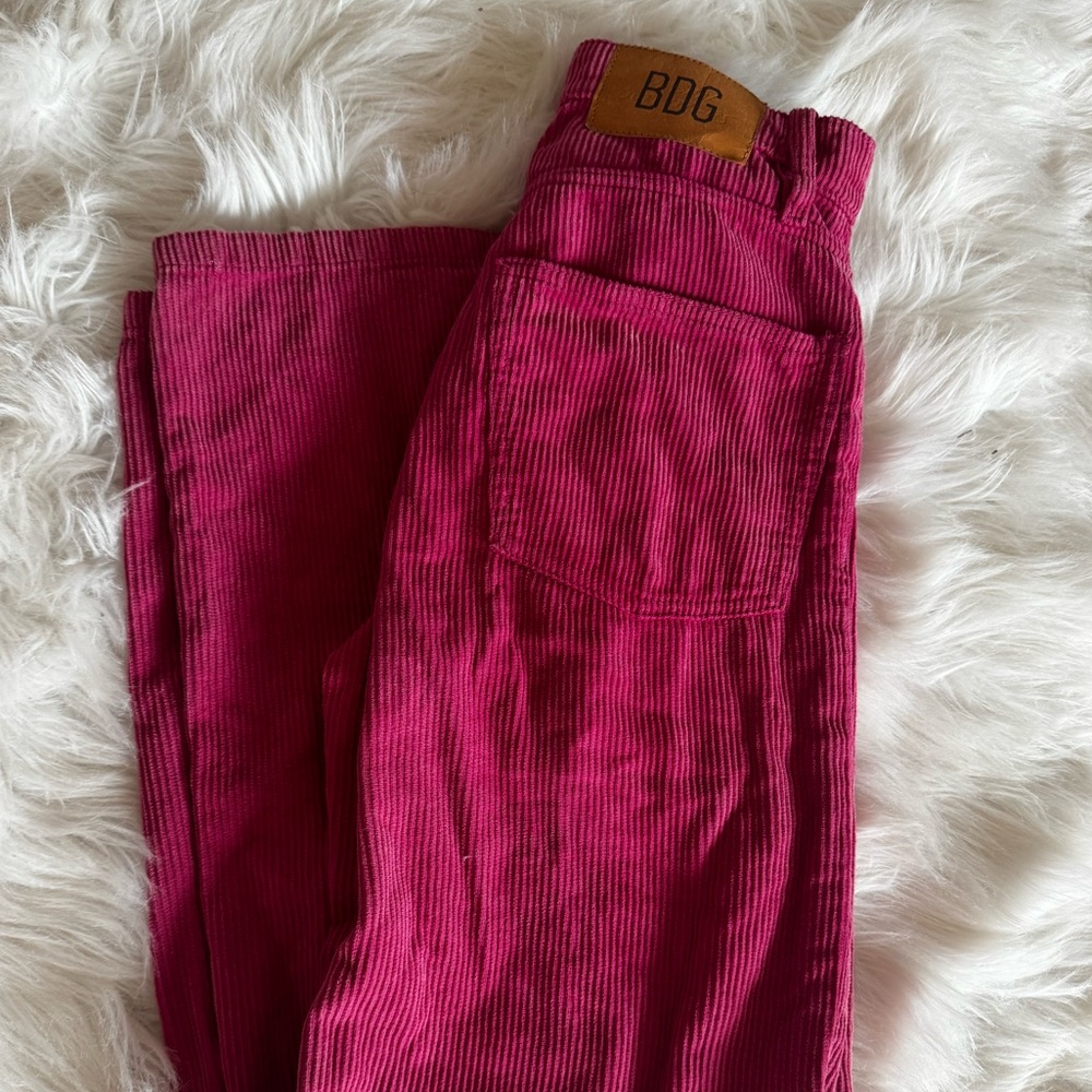 UO Pink Corduroy Wide Leg & High Rise Pants